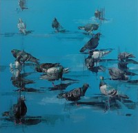 Khalid Khan-Kaay, 30 x 30 Inch, Acrylic on Canvas, Figurative Painting, AC-KHKN-106